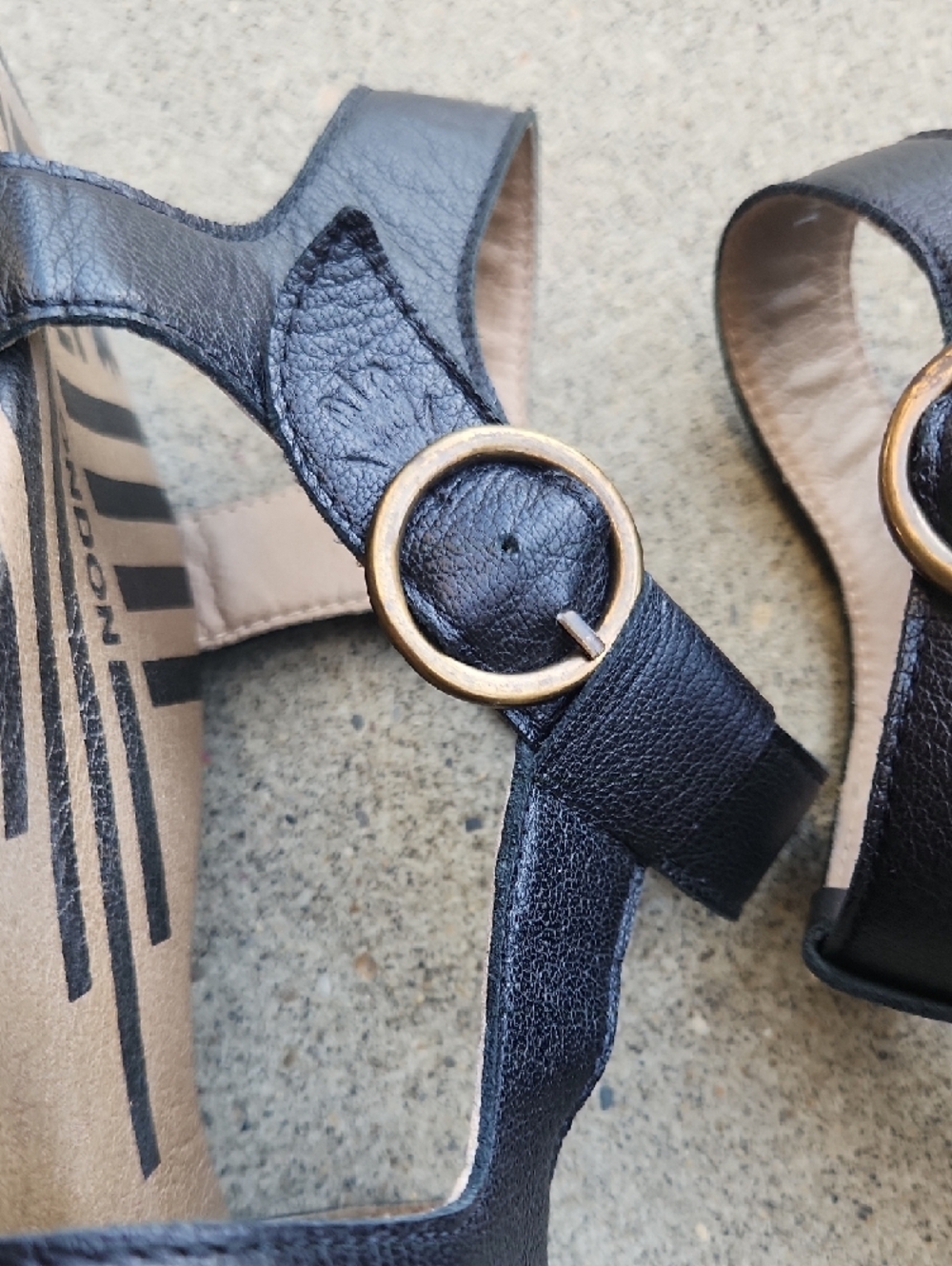 Fly London Black Leather Wedge Sandals with Buckle - Picture 4 of 9